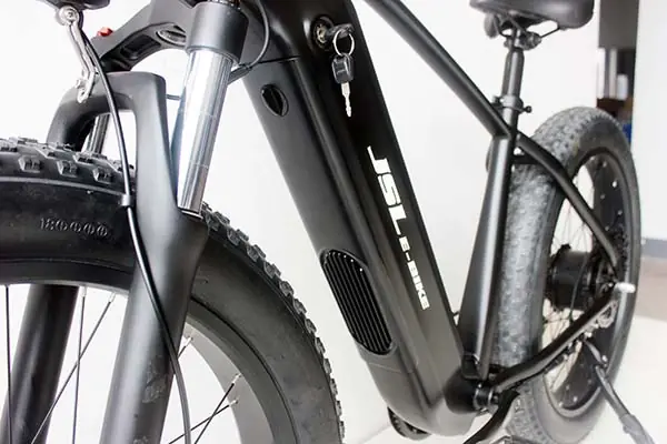 close-up of an e-bike battery charging port