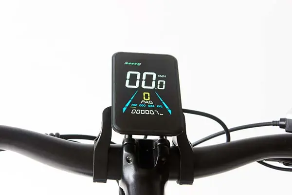E-Bike Display Information An e-bike display showing speed and battery level