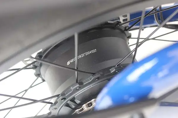 Rear hub motor on an e-bike Close-up of a rear hub motor on a city e-bike