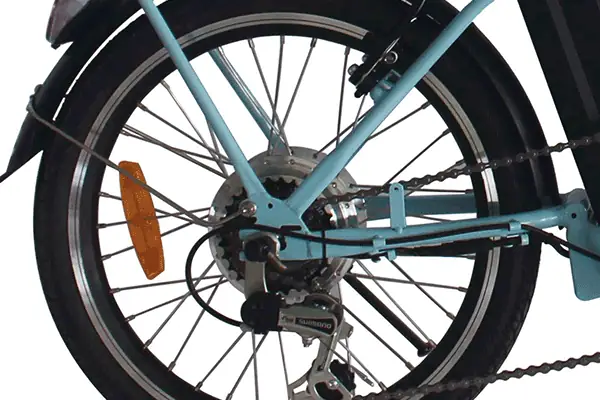 Bicycle Rim Brake Caliper A classic rim brake on a bicycle wheel.