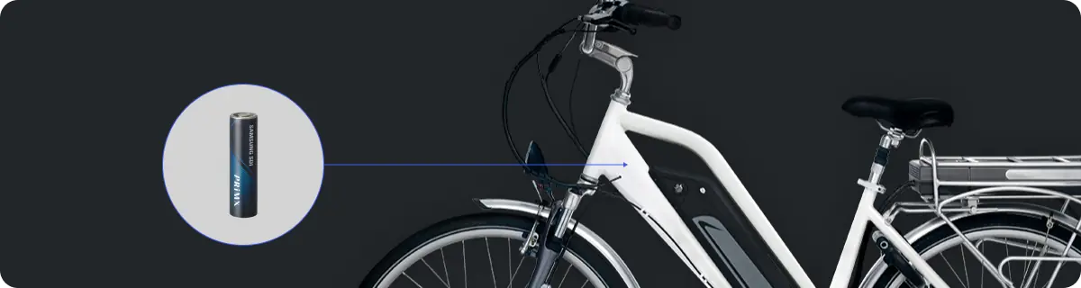 A high-performance mountain e-bike with a Samsung battery pack.