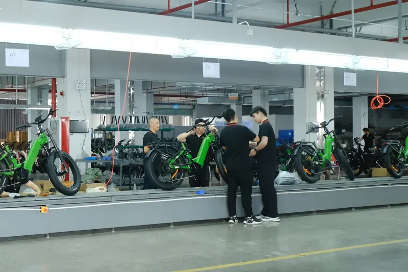 A busy e-bike assembly line in China