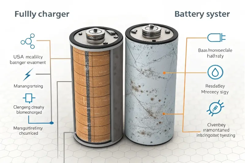 A chart showing battery degradation over time with and without a good BMS