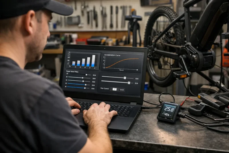 A person customizing an e-bike on a computer screen
