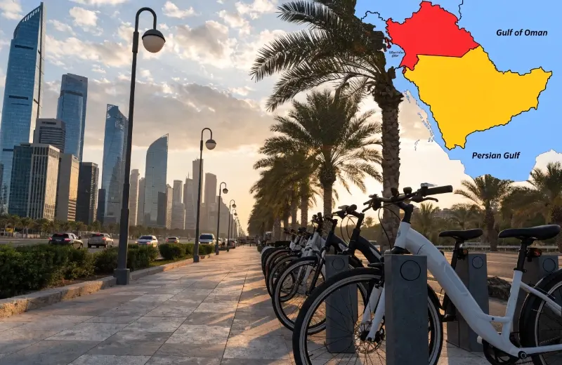 A map of the Middle East highlighting the UAE and Saudi Arabia