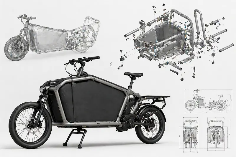 Diagram of an electric bike frame patent.