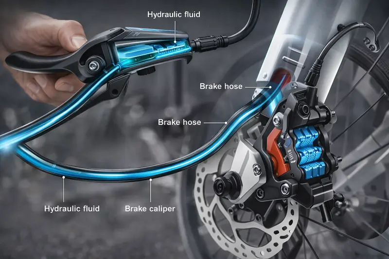 A diagram showing the components of a hydraulic brake system