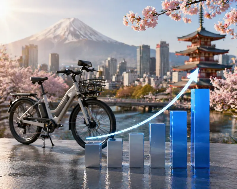 A chart showing the growth of the Japanese e-bike market