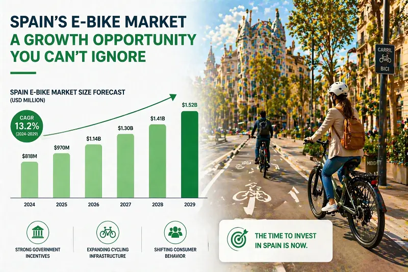 Spanish city with bike lanes and e-bikes