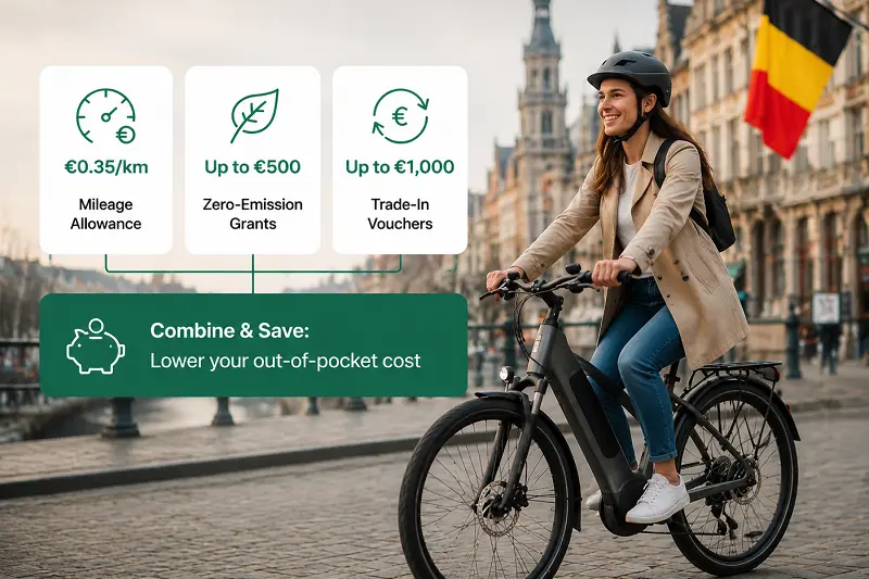 E-Bike Subsidies in Belgium A person receiving a voucher or subsidy for an e-bike purchase