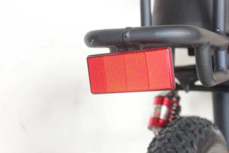 close-up of an e-bike's integrated tail light