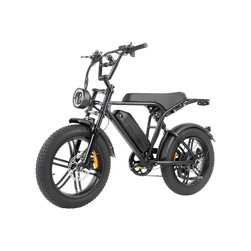20-Inch Fat Tire E-Bike Wholesale A 20-inch fat tire electric bike in a warehouse setting