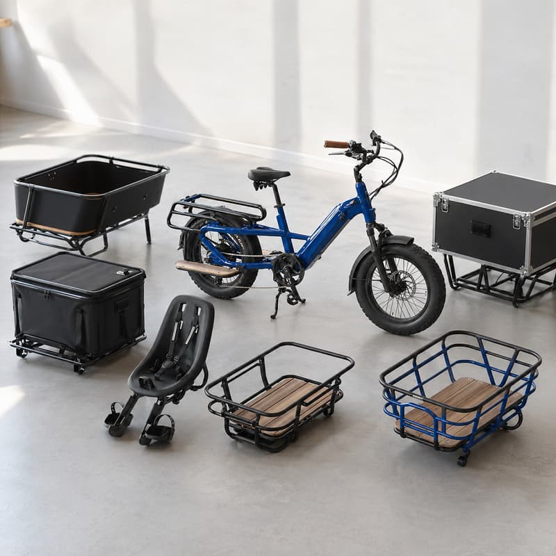 Cargo box accessory and branding configuration for cargo e-bikes
