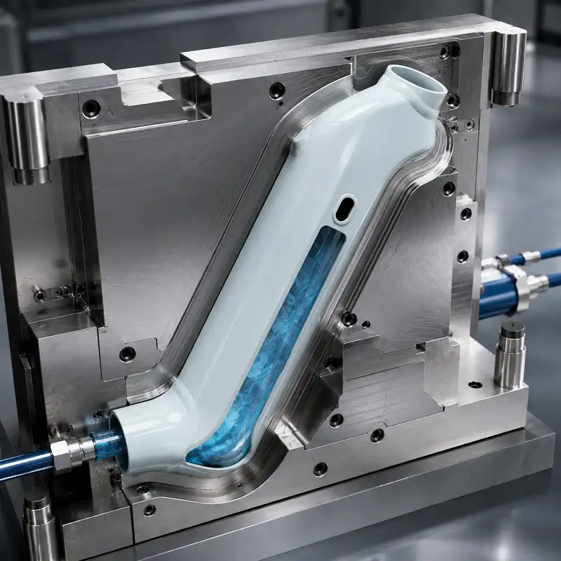 An animation or diagram showing the hydroforming process: a tube being expanded by fluid inside a mold.