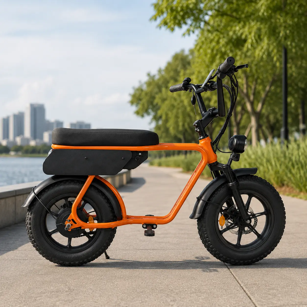 E3 compact moped style fat tire electric bike