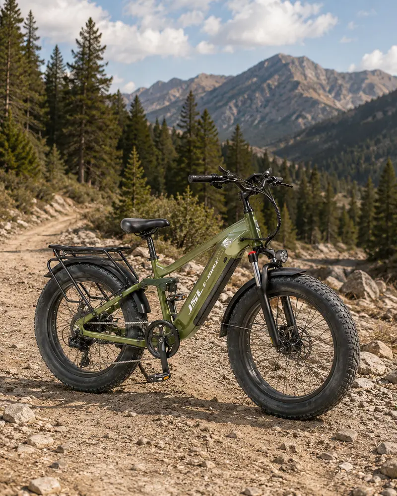 Full suspension fat tire e-bike trail riding